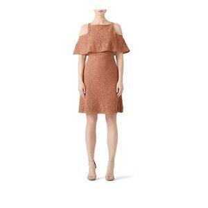 SHILLA Cold Shoulder A-line Lace Mini Orange Dress